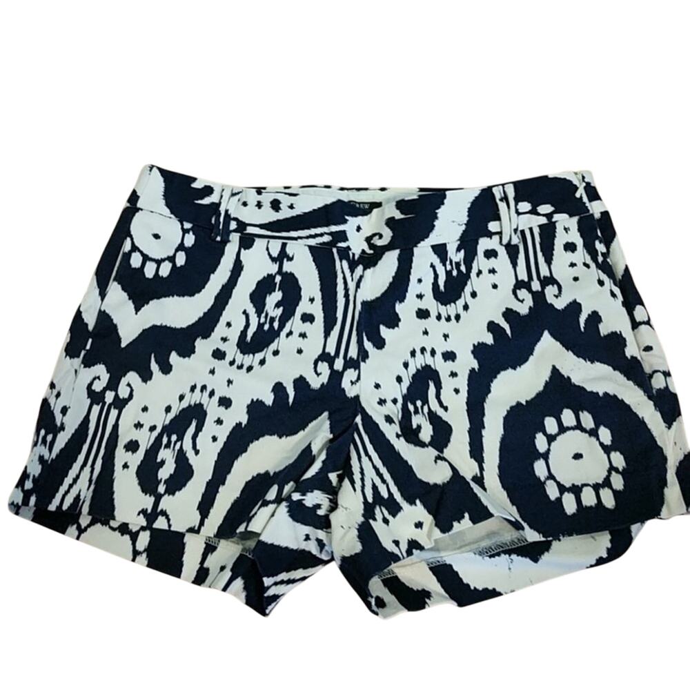 J. Crew Mod Patterned Shorts EUC Navy Print Size 2